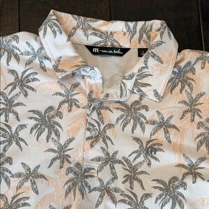 Travis Mathew Men's Palm Print Shirt - White and Orange